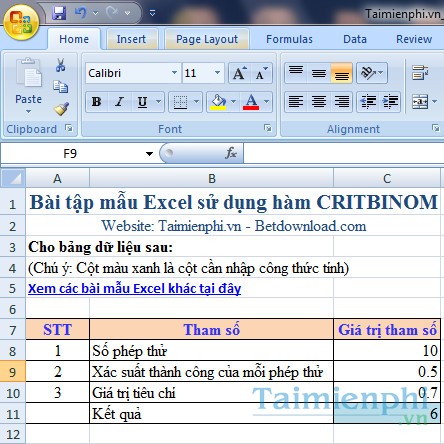 bai mau ham CRITBINOM