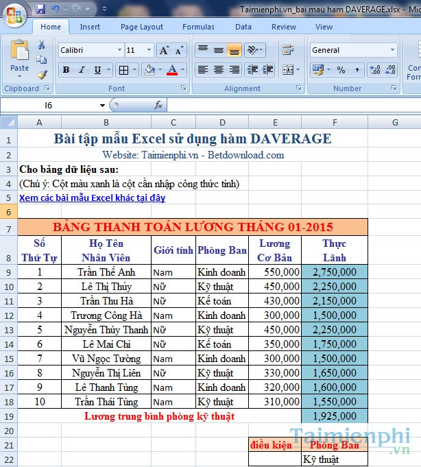 Bai mau ham DAVERAGE