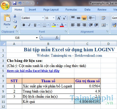 Bai mau ham LOGINV