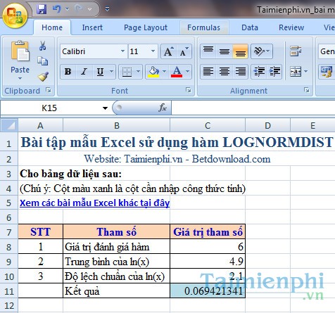 bai mau ham LOGNORMDIST