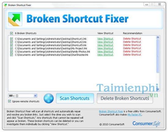 Broken Shortcut Fixer