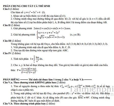 de thi dap an dai hoc khoi d nam 2008