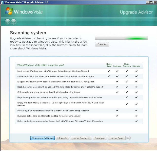 Windows Vista Upgrade Advisor