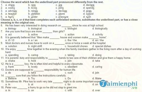 11 bai tap tu vung tieng anh lop 12