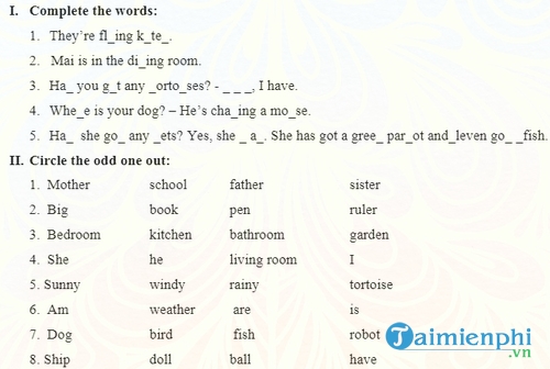 bai tap tieng anh lop 3