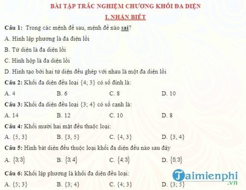 bai tap trac nghiem chuong khoi da dien