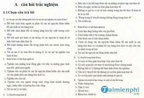 bai tap trac nghiem kinh te vi mo