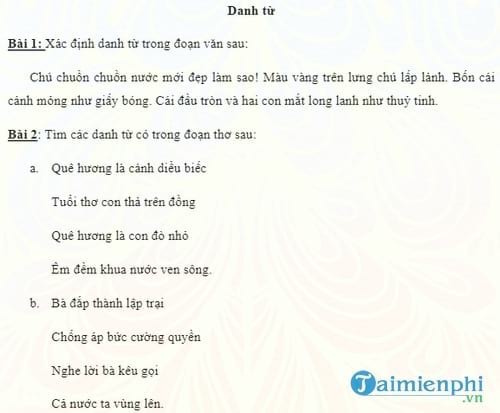 bai tap ve danh tu dong tu tinh tu