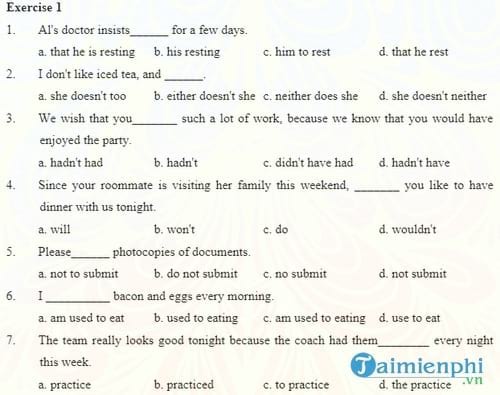 bai tap ve dong tu trong tieng anh