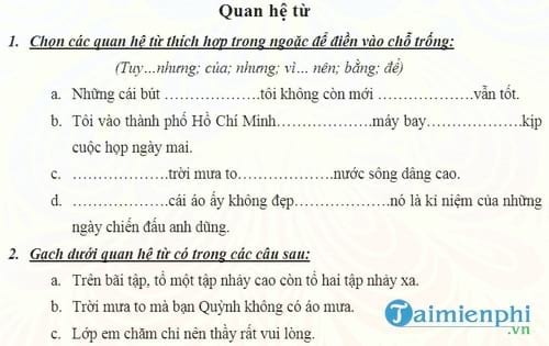 bai tap ve quan he tu