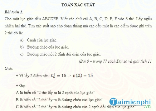 bai tap xac suat lop 11 co dap an