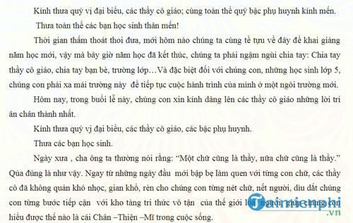 bai viet tri an thay co lop 5