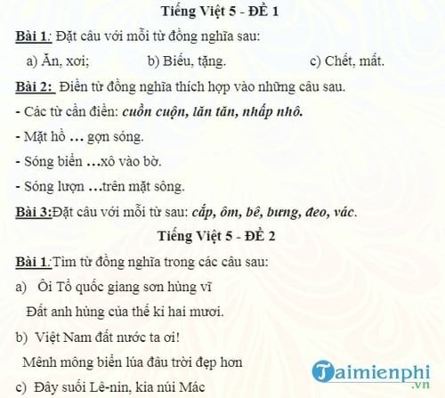 bo de on tap mon tieng viet lop 5