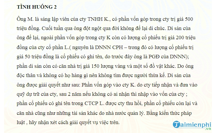 cac bai tap tinh huong luat kinh doanh