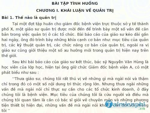 cac cau hoi bai tap tinh huong mon quan tri hoc