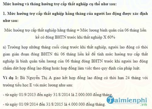 cach tinh muc huong tro cap that nghiep nam 2017