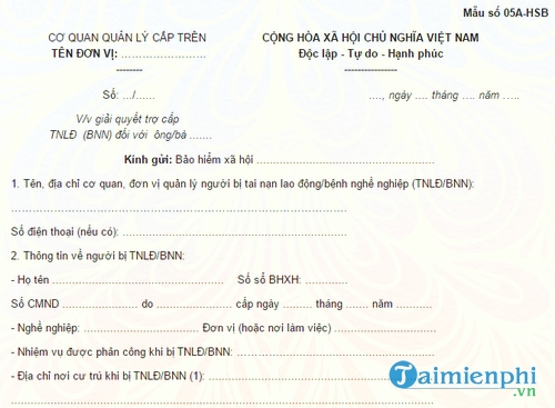 cong van de nghi giai quyet che do tai nan lao dong benh nghe nghiep