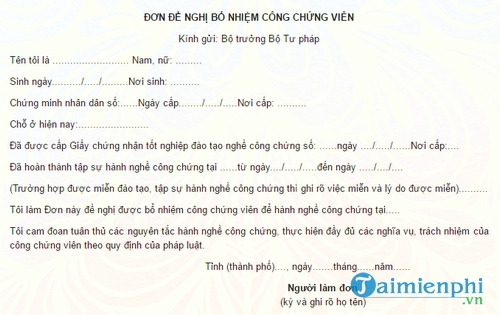don de nghi bo nhiem cong chung vien
