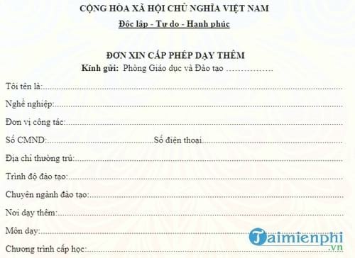 don de nghi cap phep day them