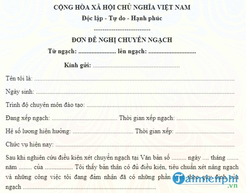 don de nghi chuyen ngach