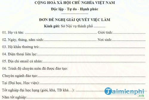 don de nghi giai quyet viec lam