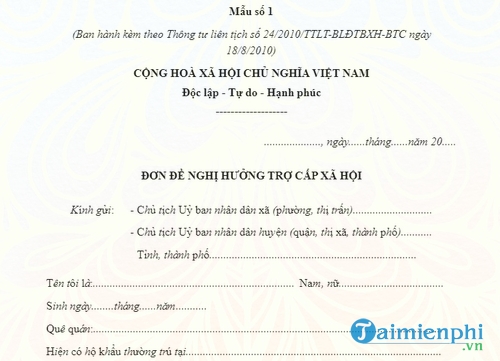 don de nghi huong tro cap xa hoi