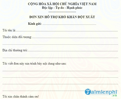 don de nghi tro cap kho khan dot xuat