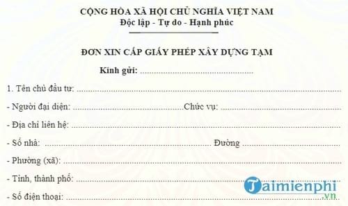 don xin cap phep xay dung tam