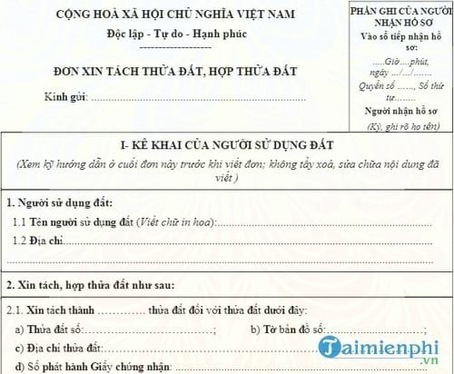 don xin tach thua hoac hop thua dat