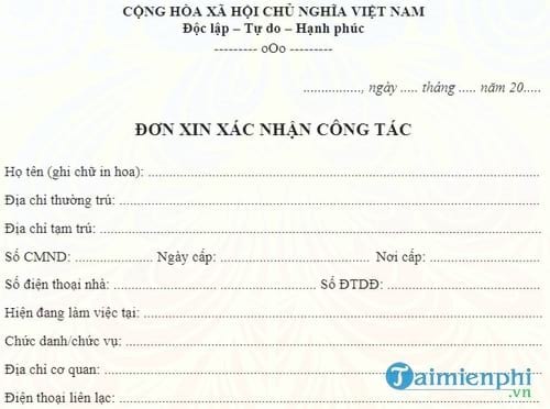 don xin xac nhan cong tac
