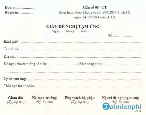 giay thanh toan tam ung