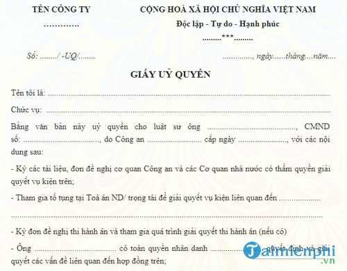 giay uy quyen cho luat su