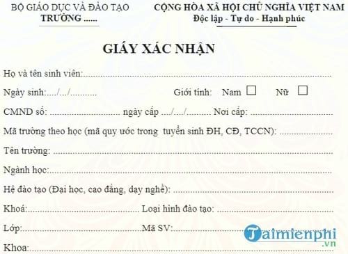 giay xac nhan vay von sinh vien