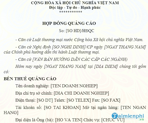 hop dong quang cao