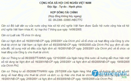hop dong tai chinh