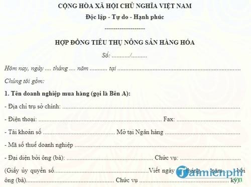 hop dong tieu thu nong san hang hoa