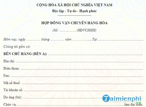 hop dong van chuyen hang hoa