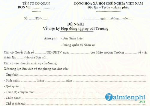 mau de nghi ky hop dong tap su