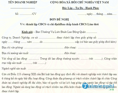 mau don de nghi thanh lap cong doan co so
