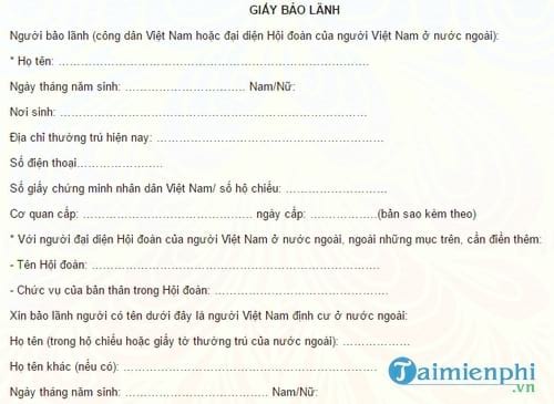 mau giay bao lanh cho nguoi viet nam dinh cu o nuoc ngoai
