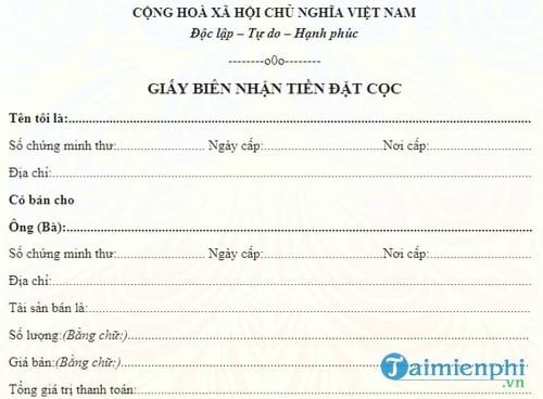 mau giay bien nhan tien dat coc