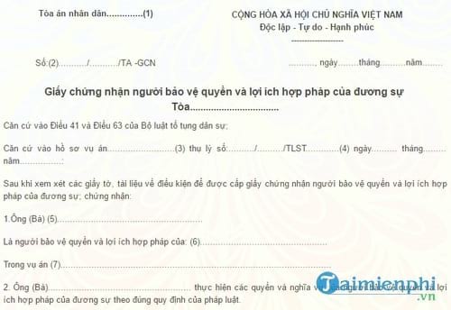 mau giay chung nhan nguoi bao ve quyen va loi ich hop phap cua duong su
