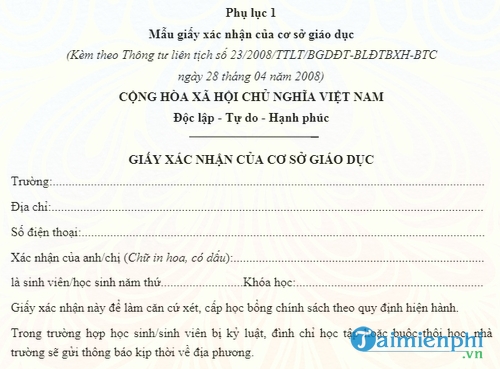 mau giay xac nhan cua co so giao duc