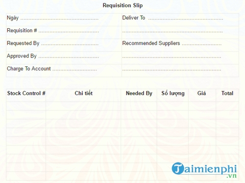 mau hoa don thu giu hang tieng anh