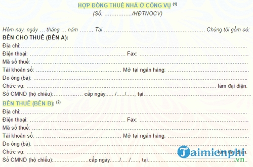 mau hop dong thue nha o cong vu