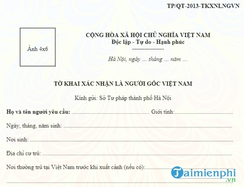mau to khai xac nhan la nguoi goc viet nam