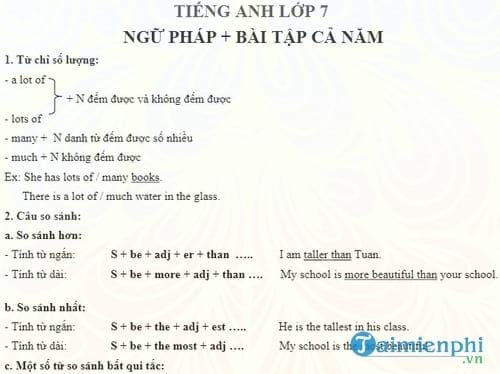ngu phap va bai tap tieng anh ca nam lop 7