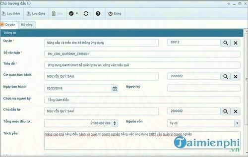 phan mem quan ly du an dau tu sinnova ipm