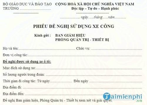 phieu de nghi su dung xe cong