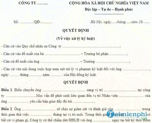 quyet dinh xu ly ky luat